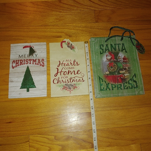 $5 Bundle of 3 Christmas Gift Bags Santa Express Train Xmas Trees Holiday Bags - Picture 2 of 7